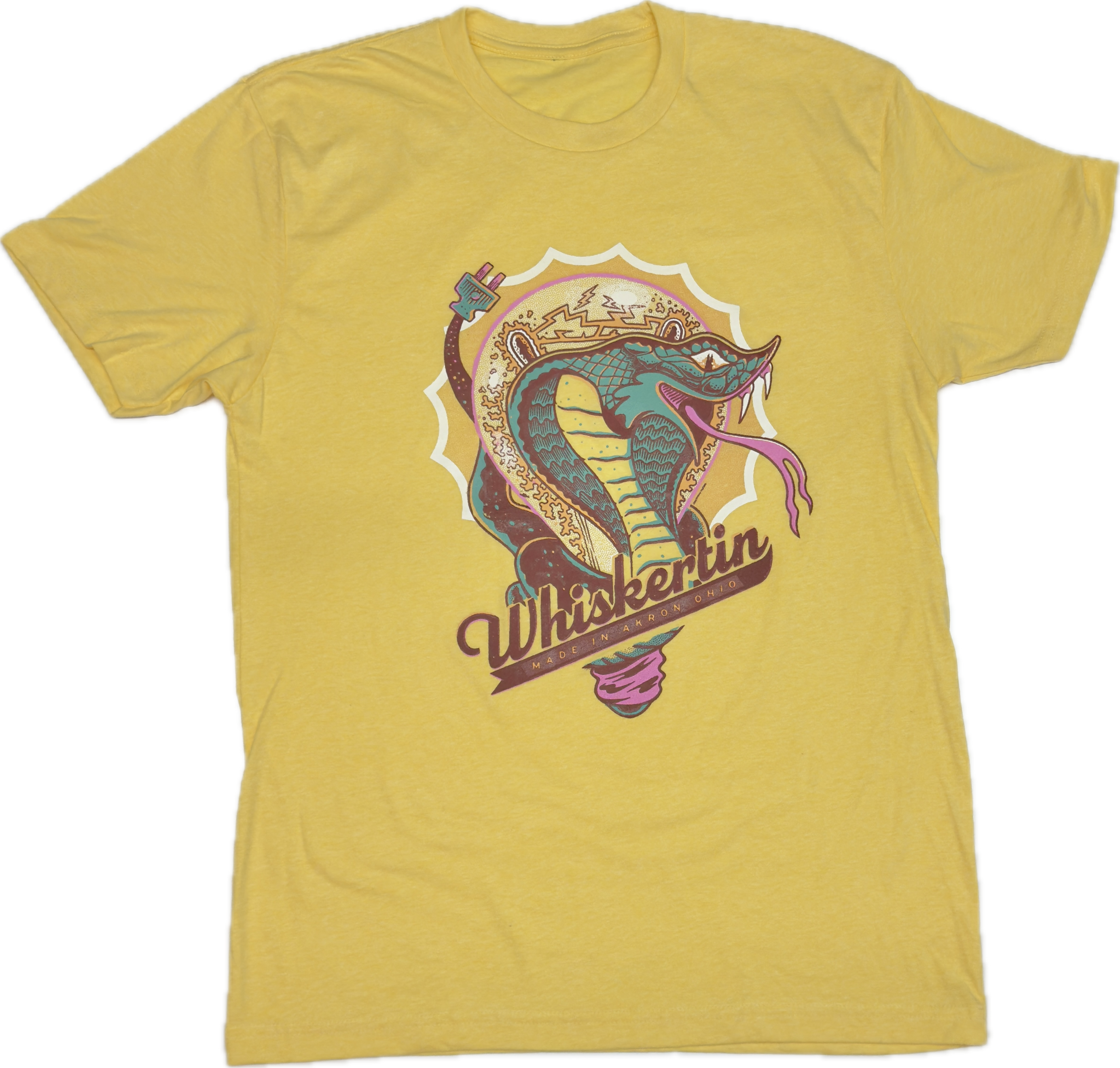 Whiskertin Cobra on Yellow Cream T Shirt