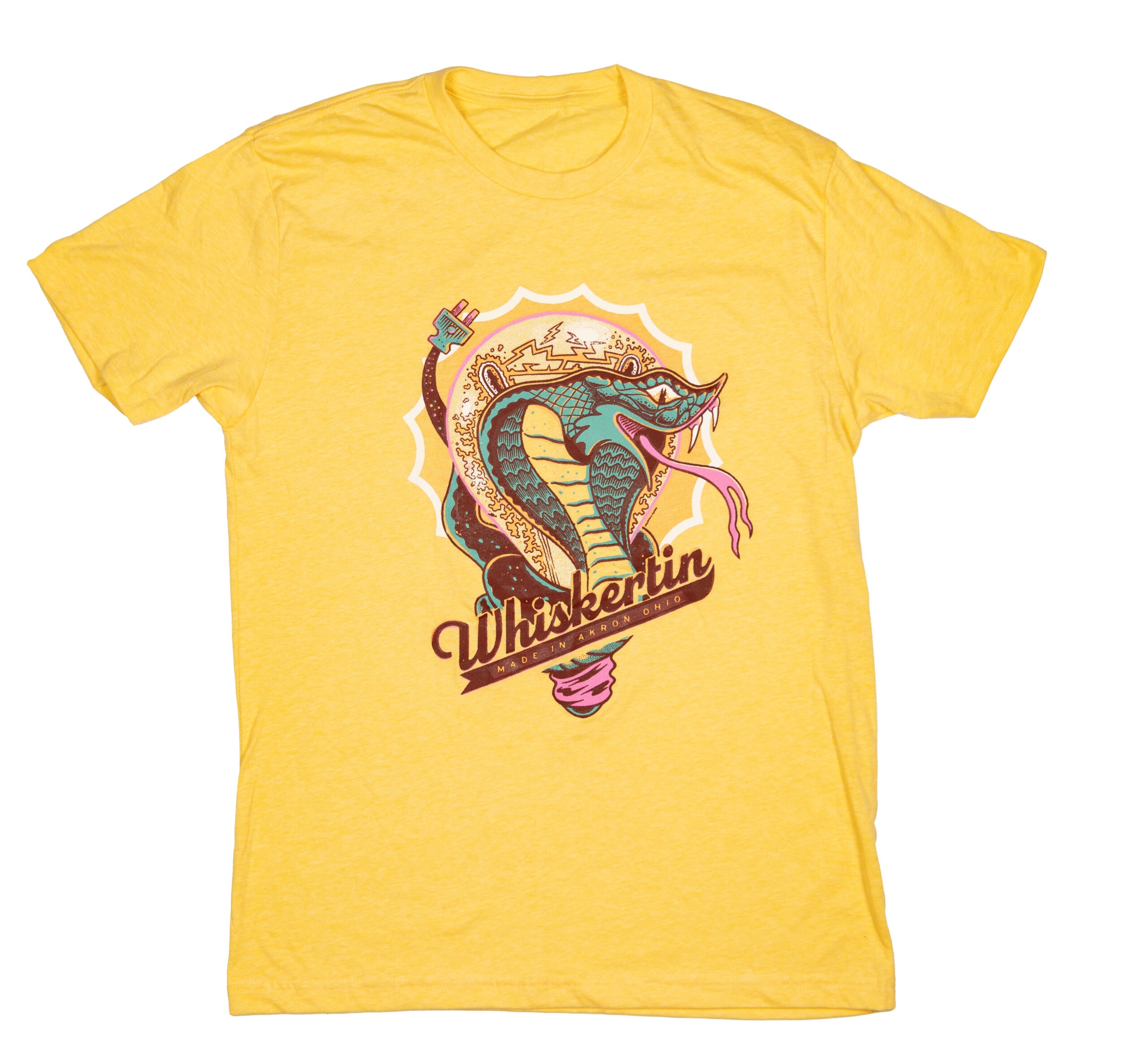 Whiskertin Cobra on Yellow Cream T Shirt