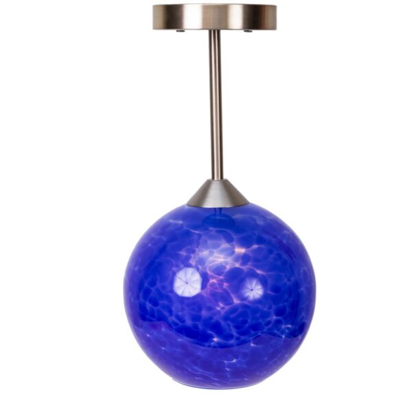 Nickel Set Fixture with Blue Blown Glass
