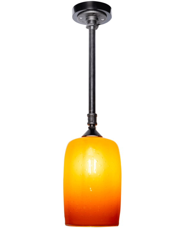 Iron Pipe Light with Orange Fade Cylinder Shade