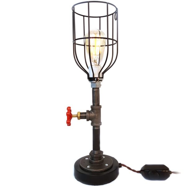 Pipe Table Lamp with Round Black Base